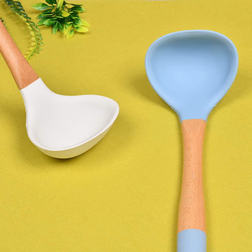 Bamboo Wood Silicon Soup Ladle