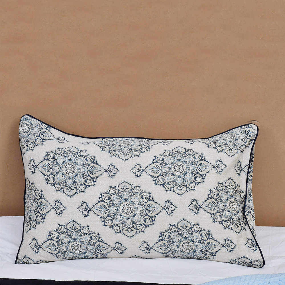 Premium Cotton Satin King Size Bedsheet Set 3 Pcs-Grey Floral Design (Thread Count 250)