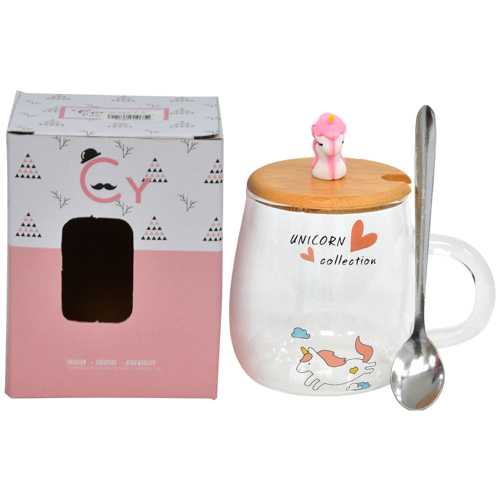 Unicorn Mugs with Lid & Stainless Steel Spoon (4523870453869)