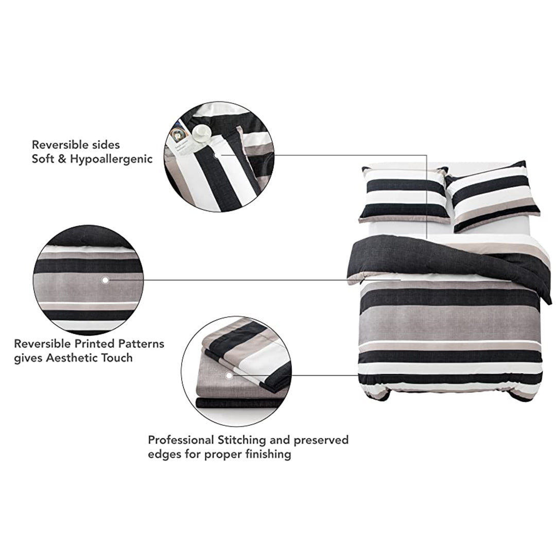 Microfiber Duvet Cover with Pillow Cases Stripe Design