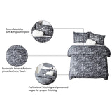 Microfiber Duvet Cover with Pillow Cases Nero Marquina Marble Design