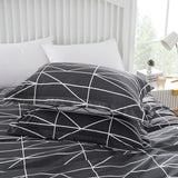 4-Pcs Black Equilateral Triangle Design Microfiber Duvet Cover Set