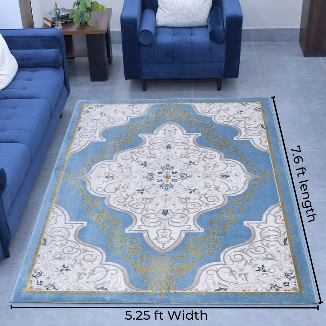 Egyptian Blue King Size (7.6 X 5.25 Feet) Thick & Cozy Floor Rug