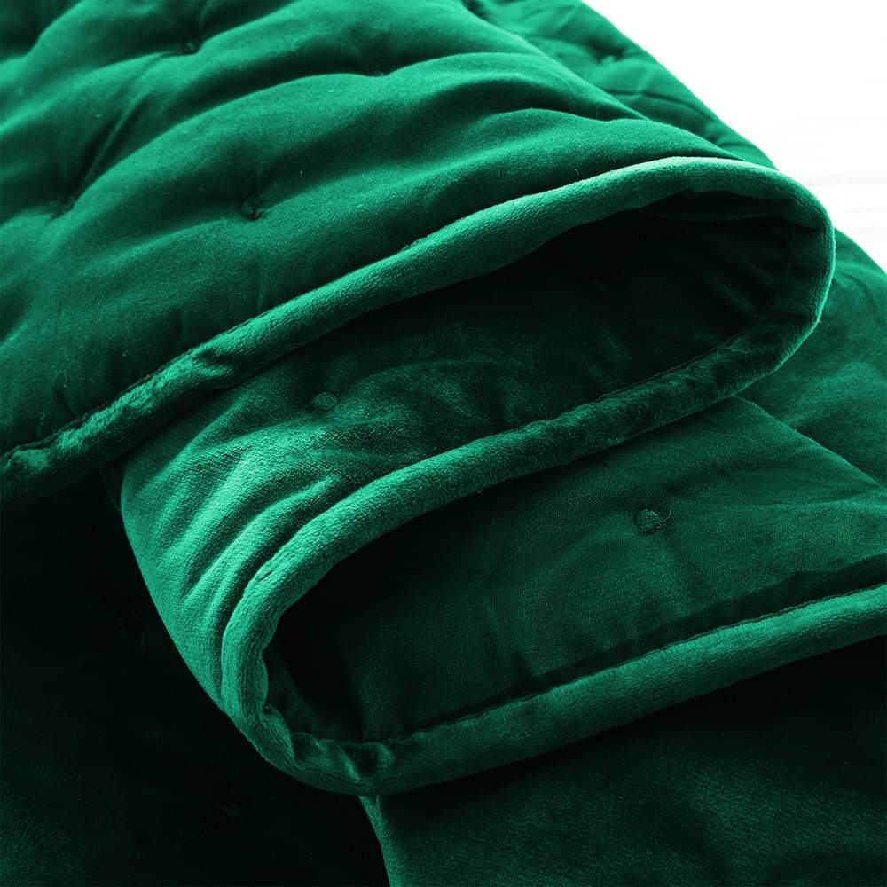 Crushed Velvet Green Bedding Bedspread Set