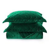 Crushed Velvet Green Bedding Bedspread Set