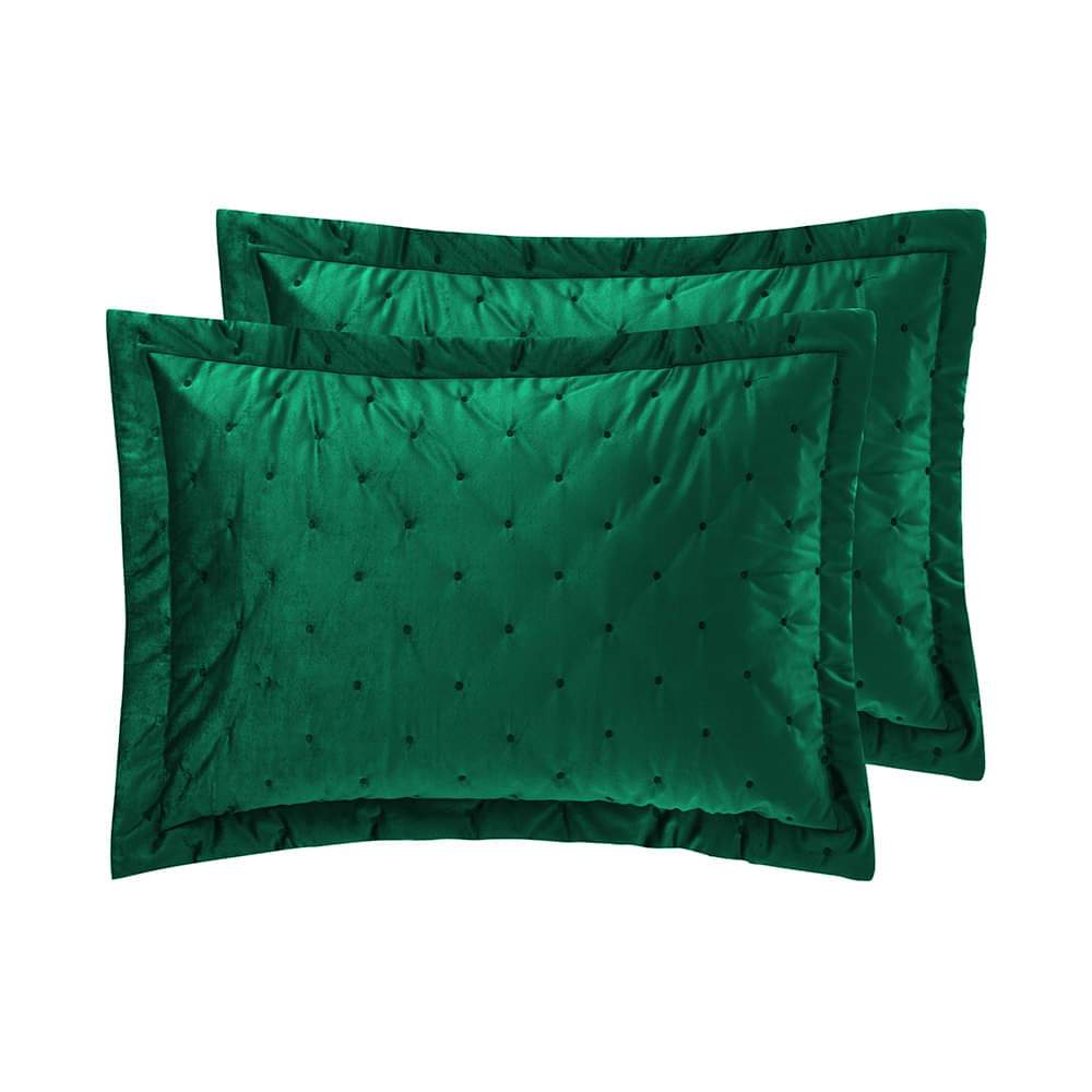 Crushed Velvet Green Bedding Bedspread Set