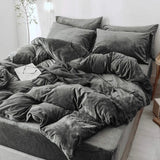 Embossed Velvet Luxury Frill Quilted Bridal Bed Set- 6 Pcs