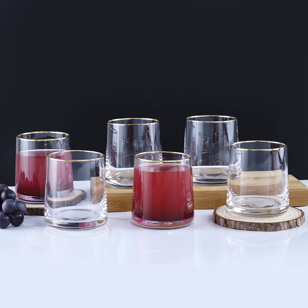 Ions Plated Gold Rim Cocktail Glass Set- 6 Pcs