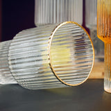 Vertical Stripe Gold Rimmed Fluted Bottom Glass Set-6 Pcs