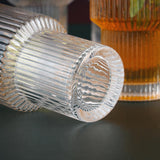 Vertical Stripe Gold Rimmed Fluted Bottom Glass Set-6 Pcs