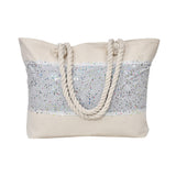 Ladies Shoulder Bag Glitter Tote Design-Light Grey