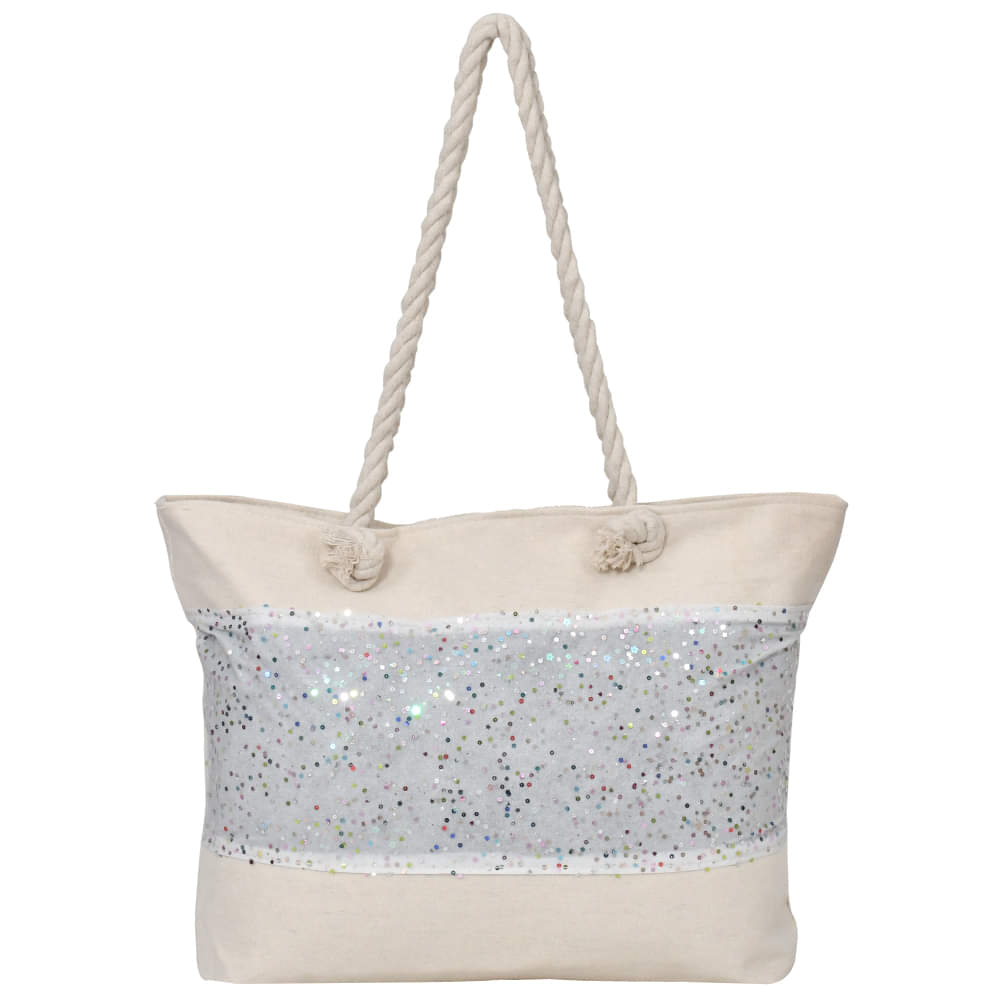 Ladies Shoulder Bag Glitter Tote Design-Light Grey