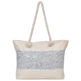 Ladies Shoulder Bag Glitter Tote Design-Light Grey