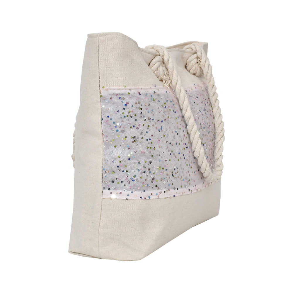 Ladies Shoulder Bag Glitter Tote Design-Light Pink