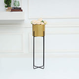 Metal Emiliano Iron Base Gold Floor Planter Pot With Black Stand