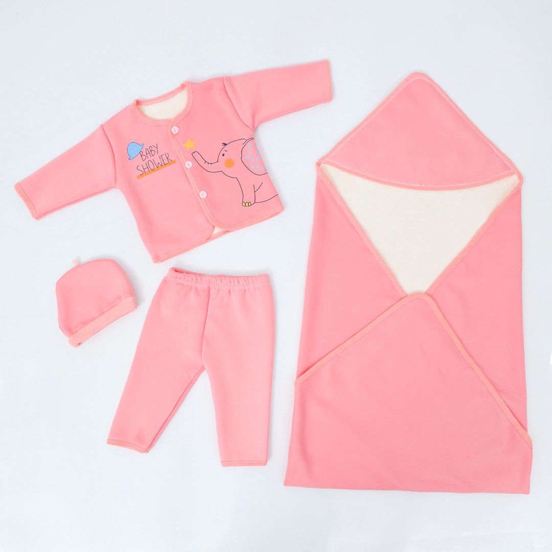 4-Pcs Baby Girl Winter Dress Set
