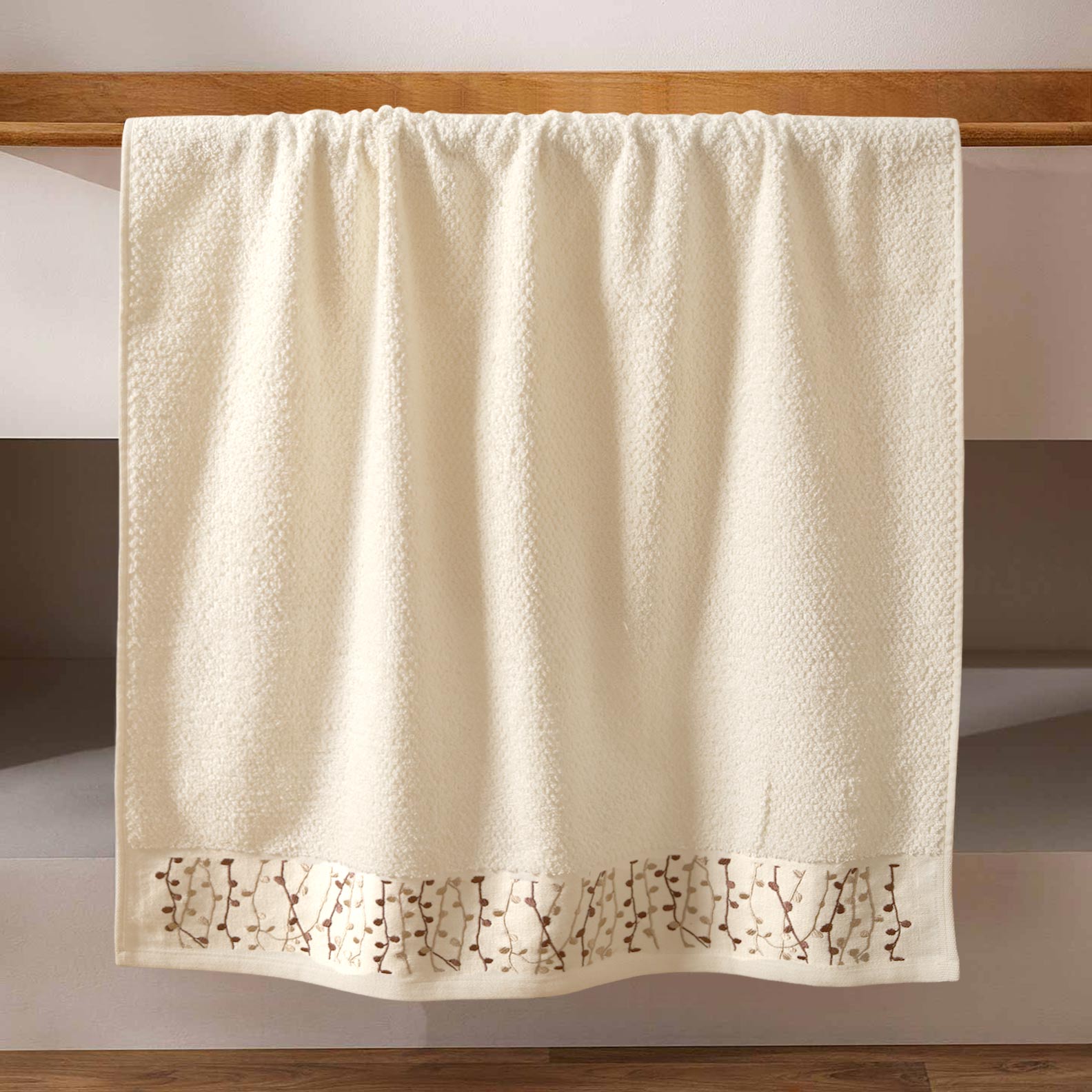 Leaf Branches 3d Satin Embroidered Towel