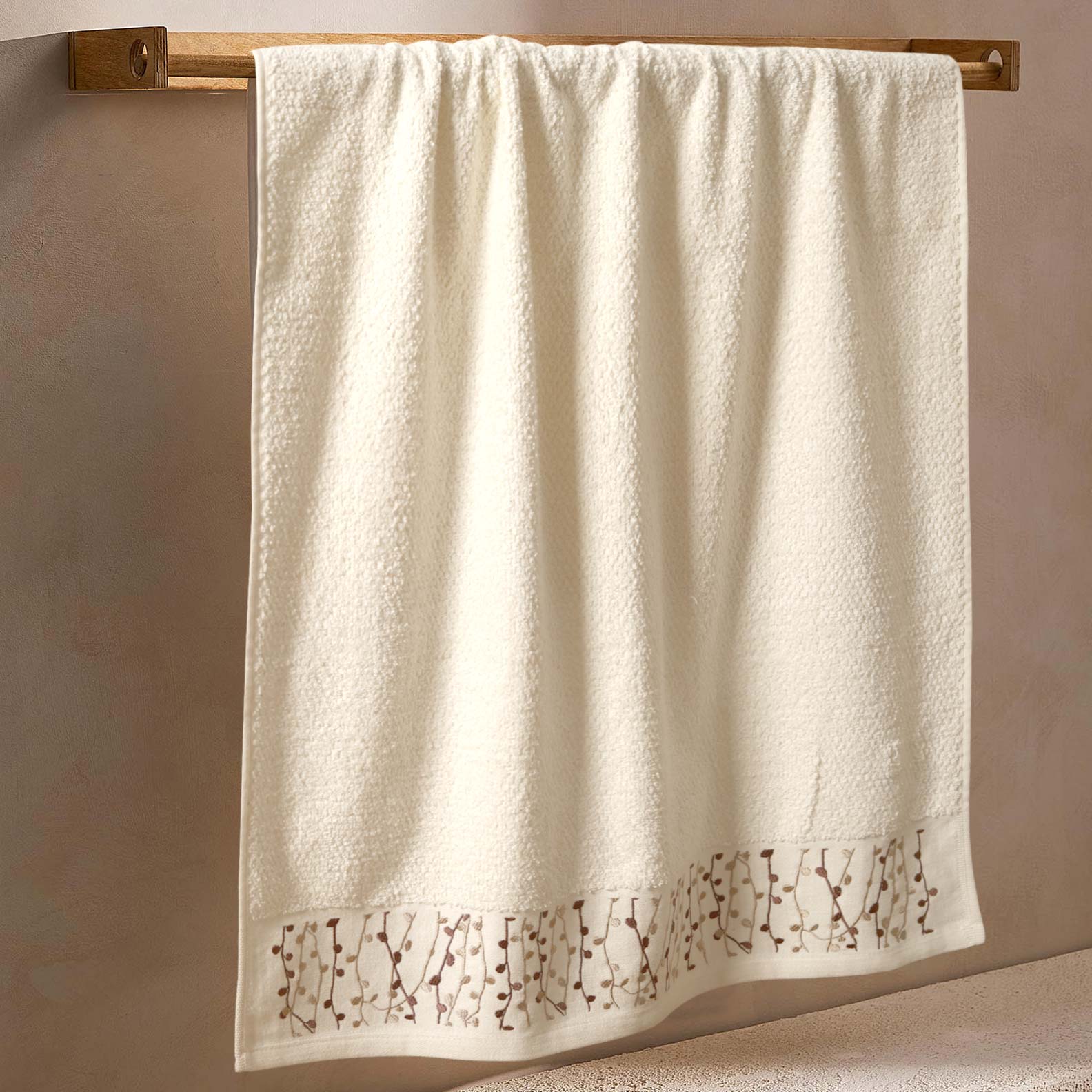 Leaf Branches 3d Satin Embroidered Towel