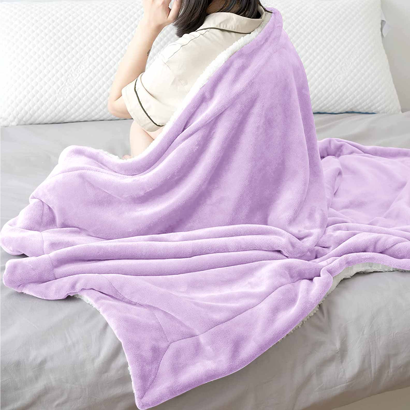 Ultra Soft Sherpa Throw Blanket - Lilac