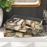 Pair of Marble Pattern Modern Acrylic Serving Tray