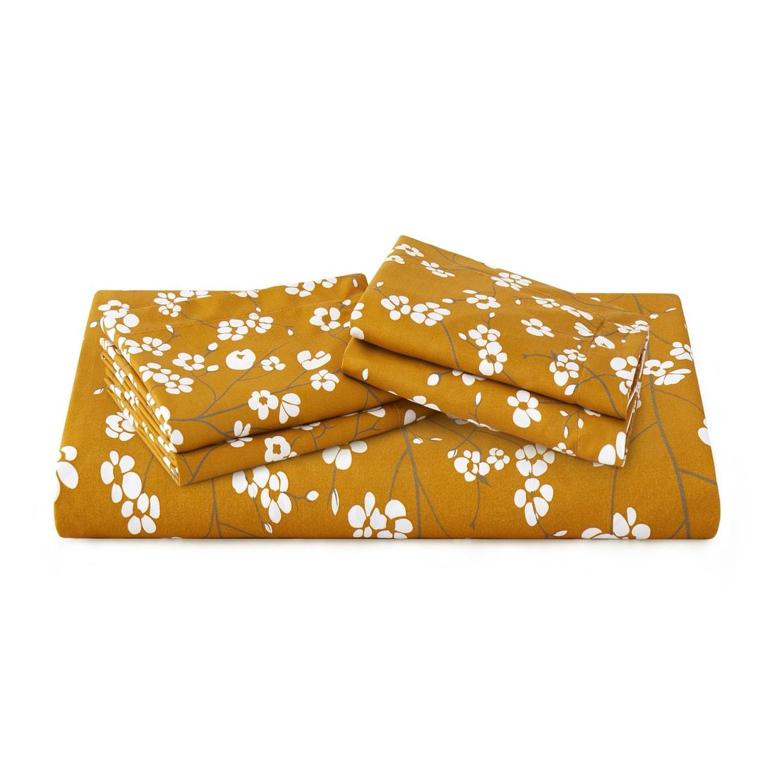 Microfiber Duvet Cover with Pillow Cases Ochre Florets