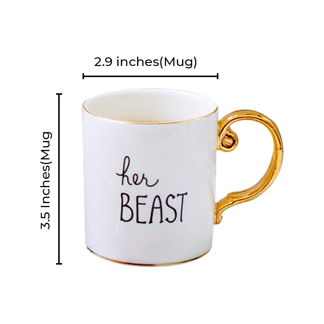 Pair of His beauty & Her Beast Title Mug