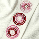 Pink Circles 3d Satin Embroidered Towel