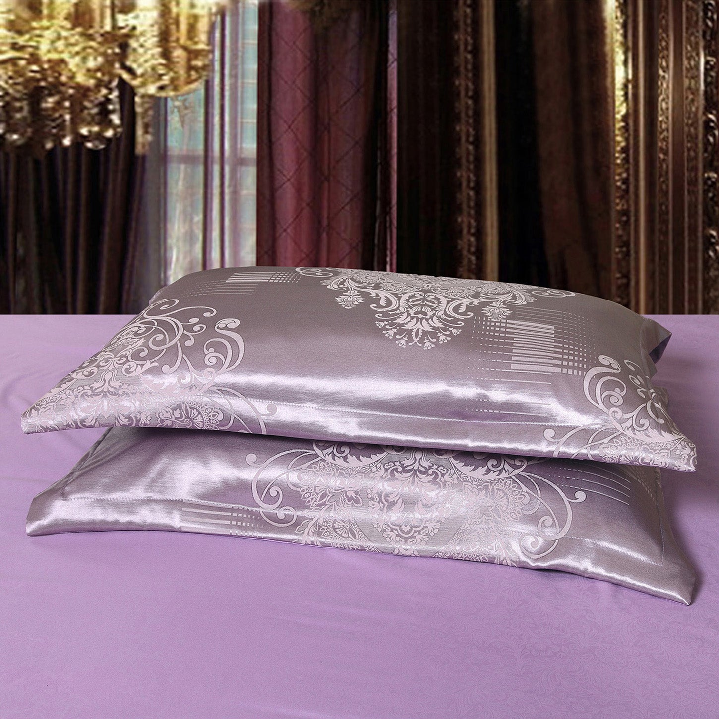 Tom Glamour Home Satin jacquard Bedding Set 4 Pcs-Purple (4527702868077)