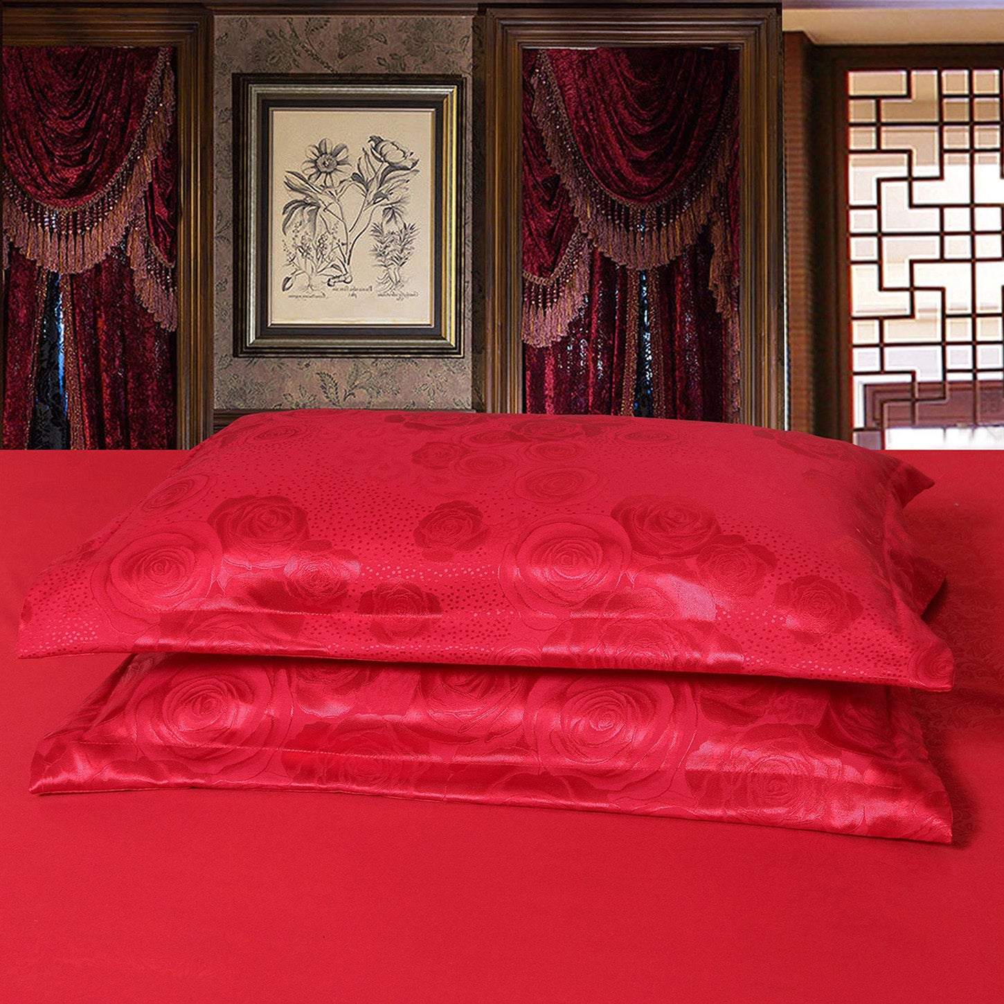 4-Pcs Tom Glamour jacquard Red Duvet Set