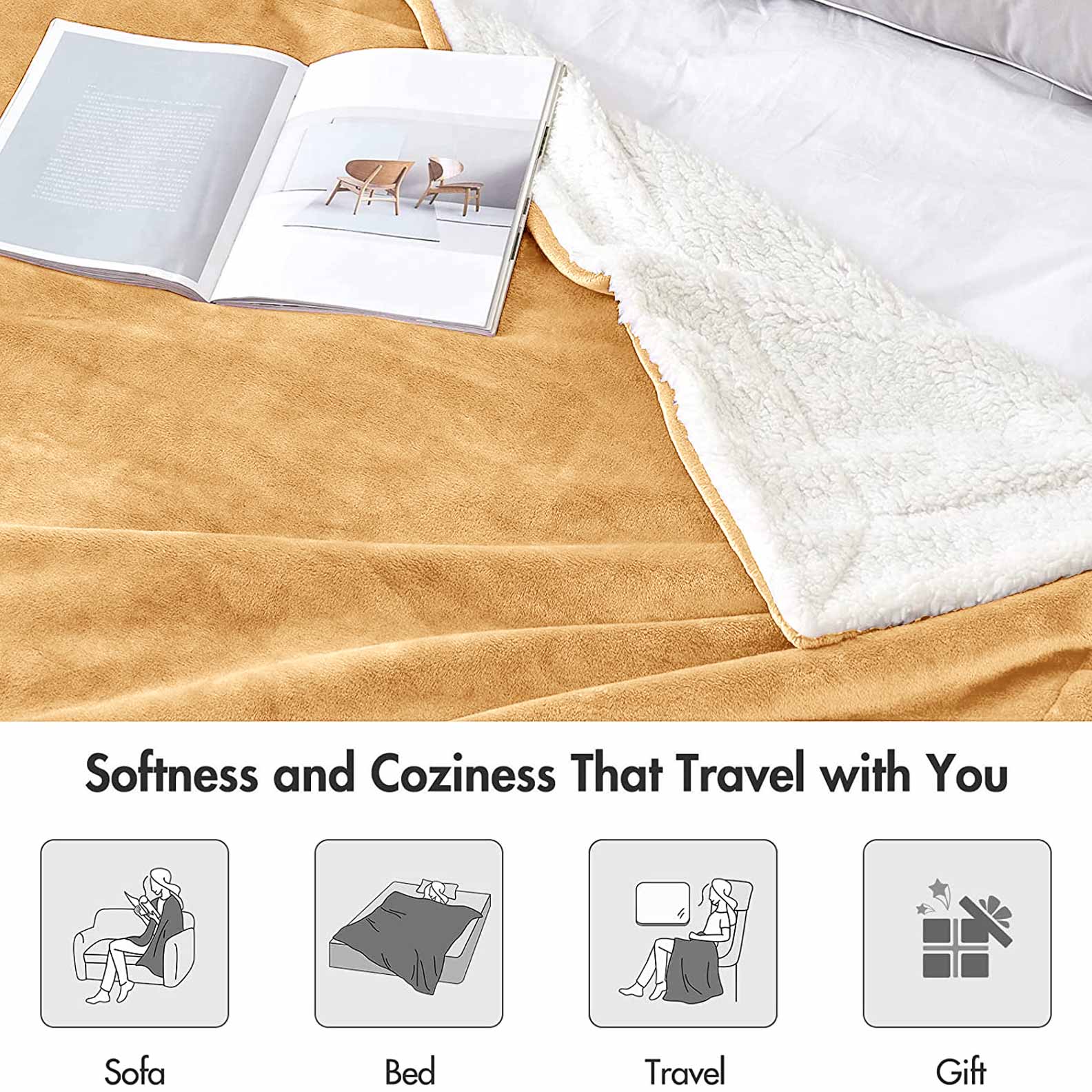 Ultra Soft Sherpa Throw Blanket - Skin