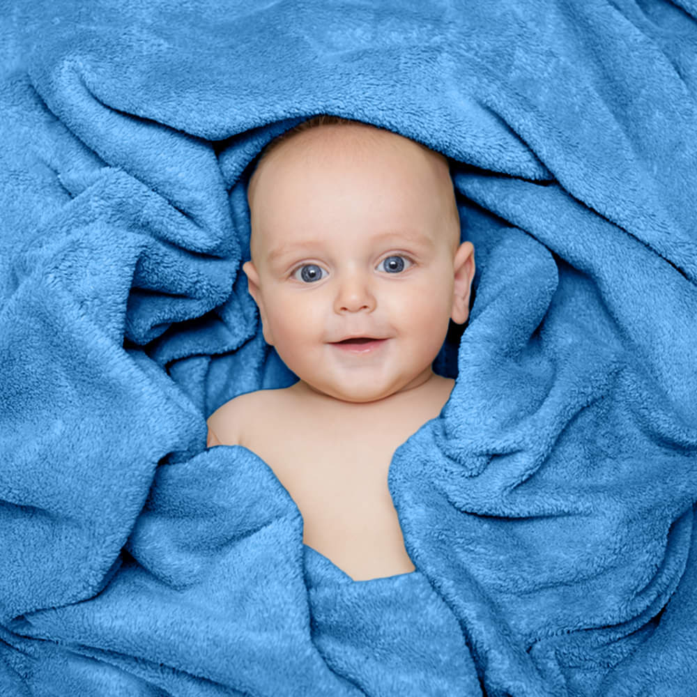 Super Soft Mink Fleece Fluffy Throw Blanket - Sky Blue (4319018352749)