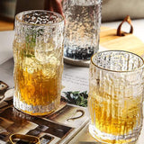 Elegant Pattern Gold Rim Tall Grade Glass Set- 6 Pcs