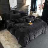 Embossed Velvet Luxury Frill Quilted Bridal Bed Set 06 PCS-Black