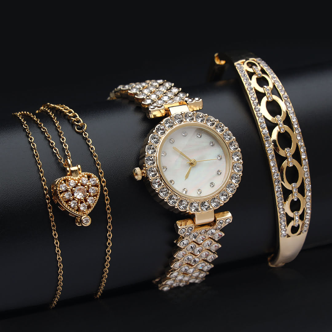 Spunky Crystal Accented Bridal Watch Gift Set