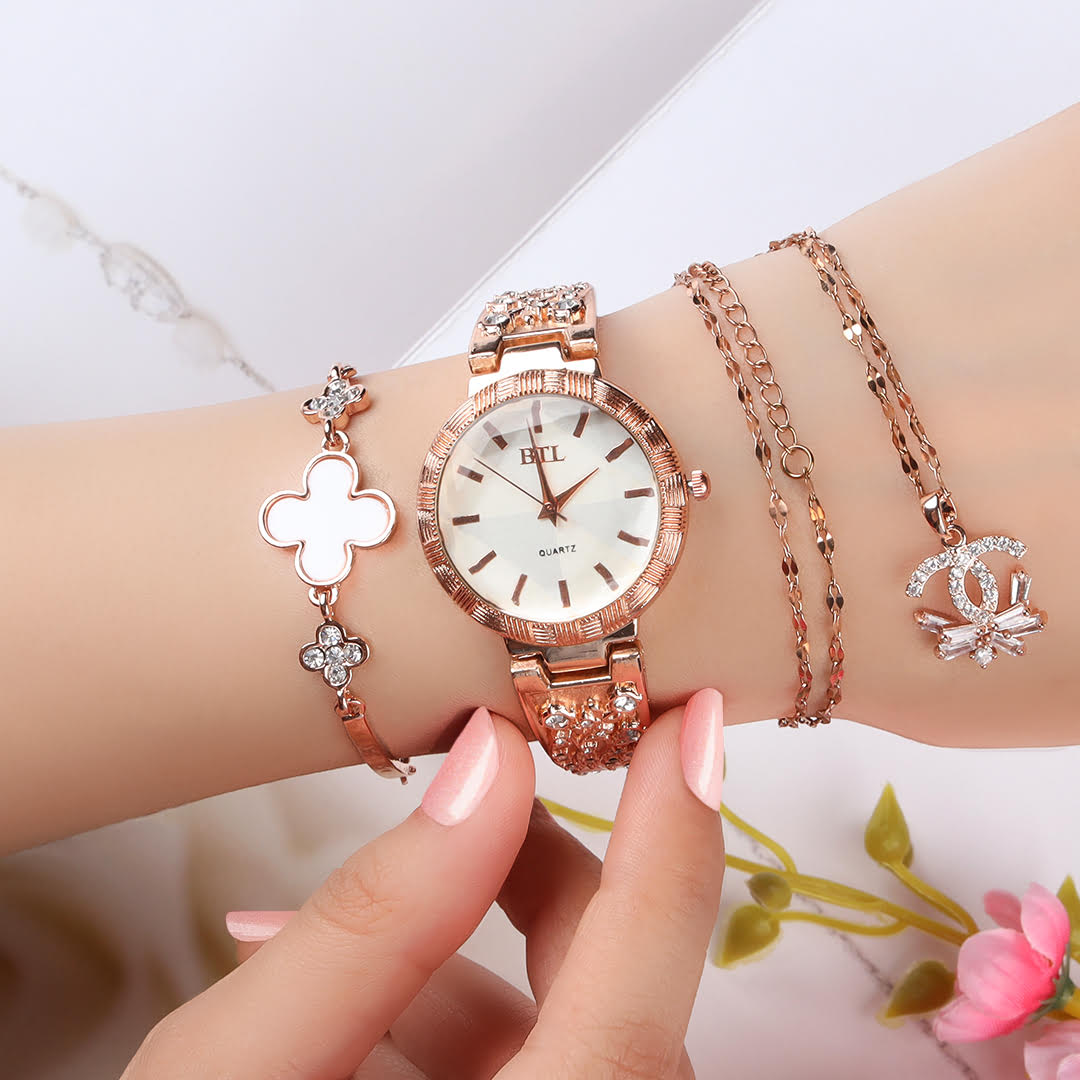 Elixir Golden Accented Bridal Watch Gift Set