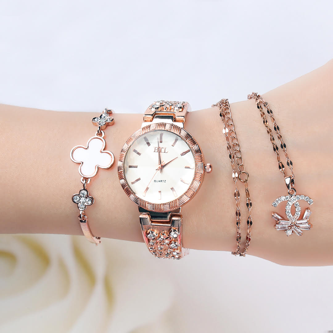 Elixir Golden Accented Bridal Watch Gift Set