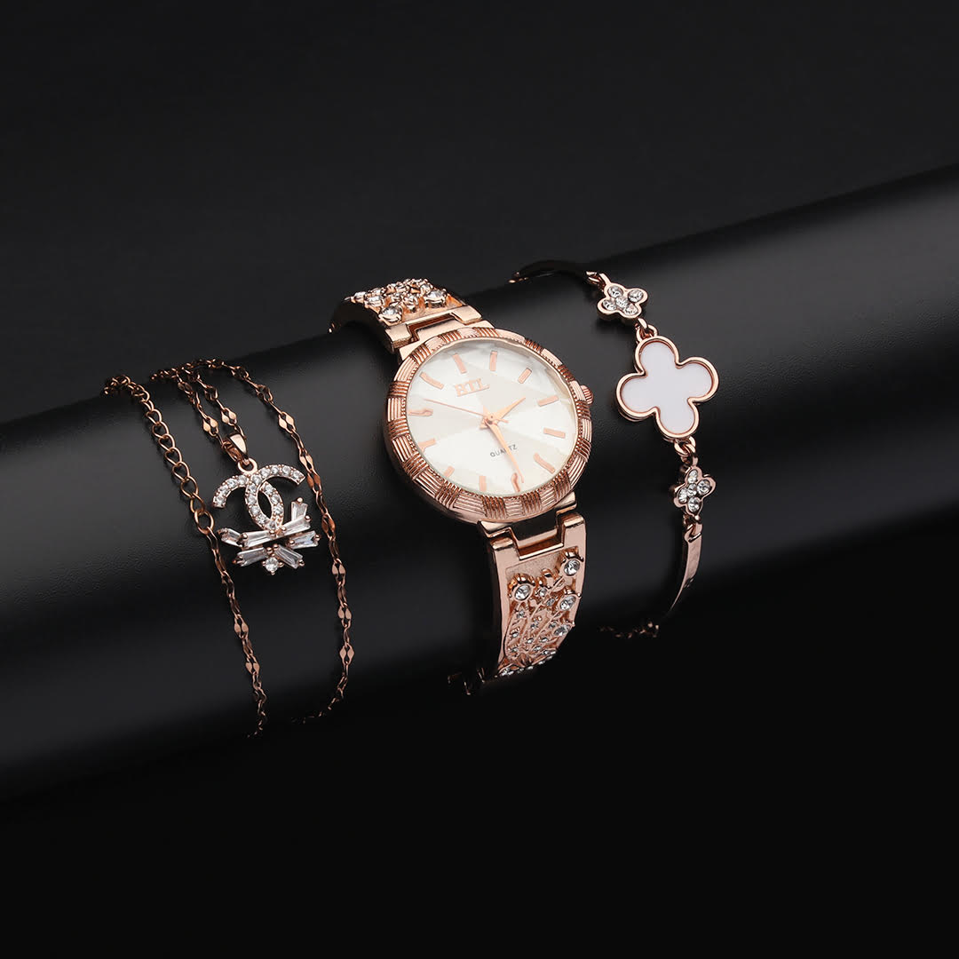 Elixir Golden Accented Bridal Watch Gift Set