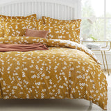 4-Pcs Ochre Florets Microfiber Duvet Cover Set