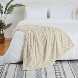 Ribbed Stripe Ultra Soft Sherpa Throw Blanket