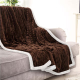 Ribbed Stripe Ultra Soft Sherpa Throw Blanket