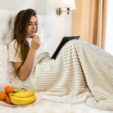 Ribbed Stripe Ultra Soft Sherpa Throw Blanket