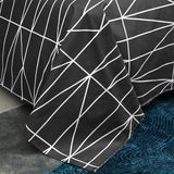 4-Pcs Black Equilateral Triangle Design Microfiber Duvet Cover Set