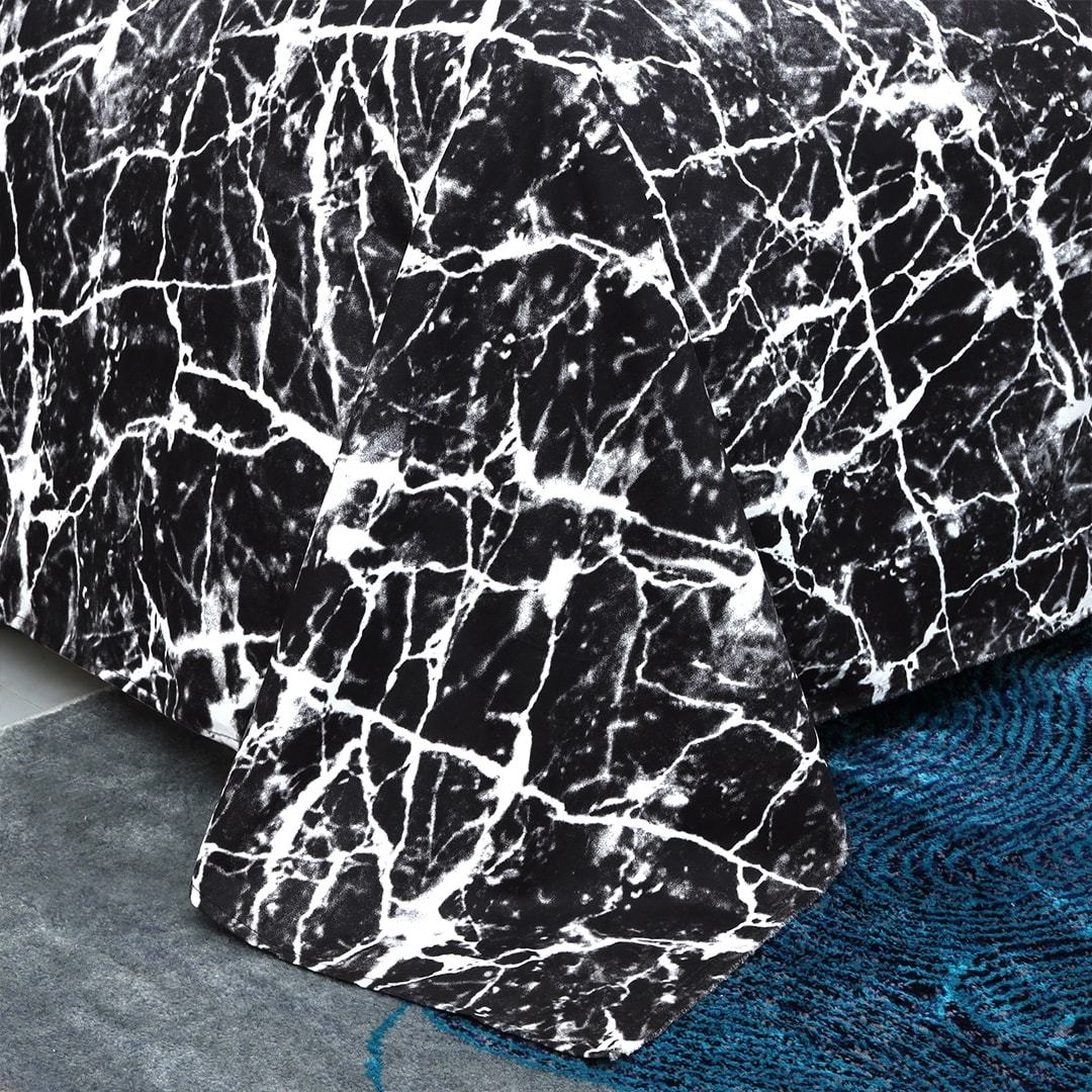 Nero Marquina Marble Design Microfiber Duvet Cover Set