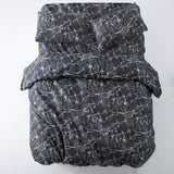 4-Pcs Nero Marquina Marble Design Microfiber Duvet Cover Set
