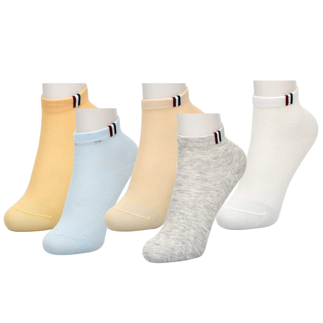Stripes Design Premium No Show Ankle Kids Socks (Pack of 5)