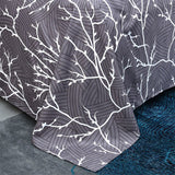 4-Pcs Grey Boughs Design Microfiber Duvet Cover Set