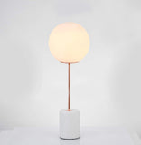 White Glass Globe Table Lamp with Marble Base