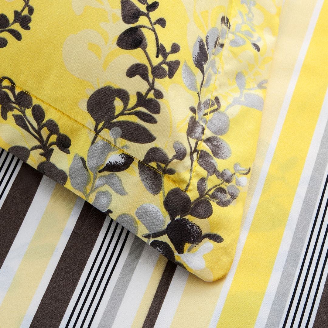 4-Pcs Yellow Orchid Blossom Microfiber Duvet Cover Set