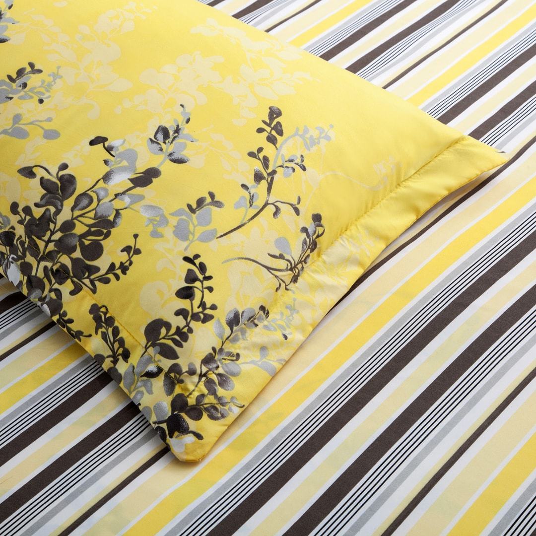 4-Pcs Yellow Orchid Blossom Microfiber Duvet Cover Set