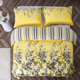Microfiber Duvet Cover with Pillow Cases Yellow Orchid Blossom